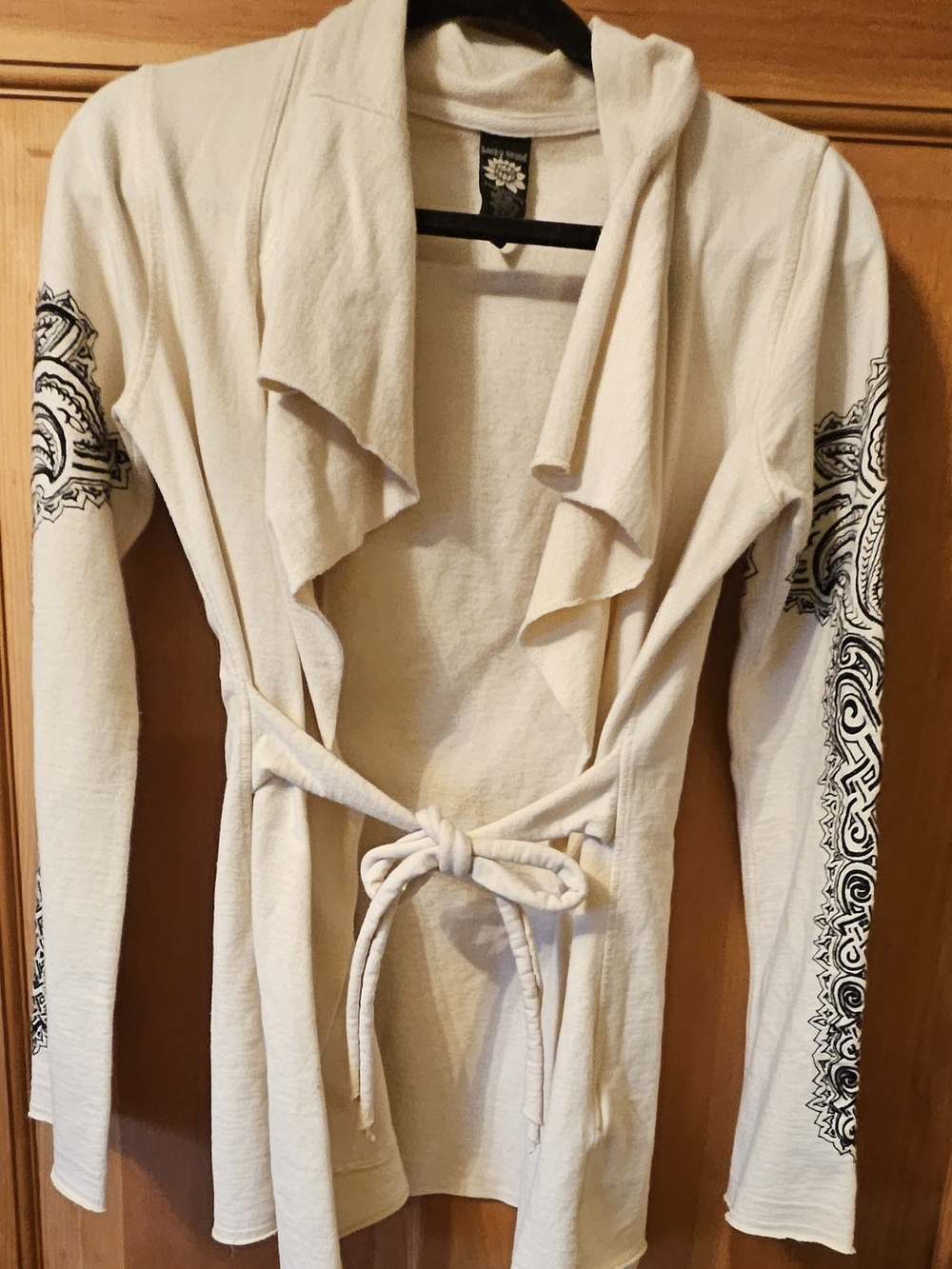 Lucky Brand White Cotton Tie Sweater - Lotus Logo